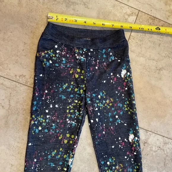 Ta-Eam Collection Girls Stretch Pants Blue Paint Splatter Sz M (5) - Picture 2 of 10